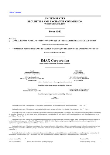 Thumbnail Imax Corp 10-K Annual Report 2014