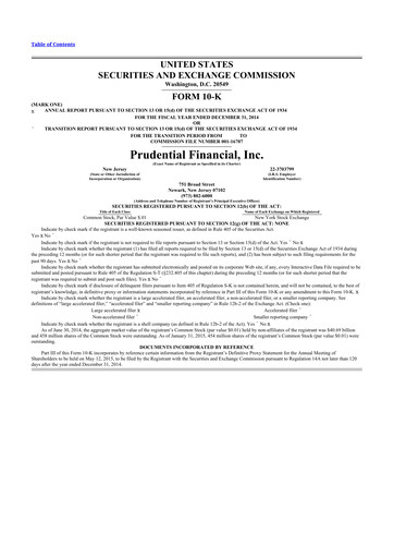 Thumbnail Prudential Financial 10-K Annual Report 2014