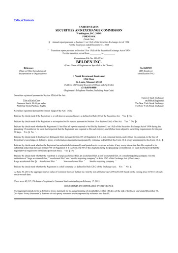 Thumbnail Belden 10-K Annual Report 2014