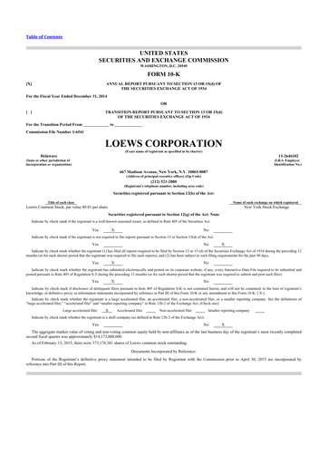 Thumbnail Loews Corporation
 10-K Annual Report 2014
