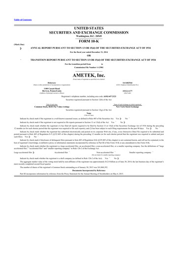 Thumbnail Ametek 10-K Annual Report 2014