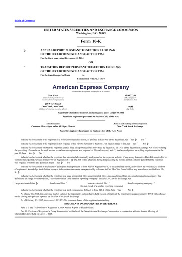 Thumbnail American Express 10-K Annual Report 2014
