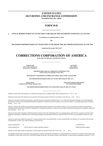 Thumbnail CoreCivic 10-K Annual Report 2014