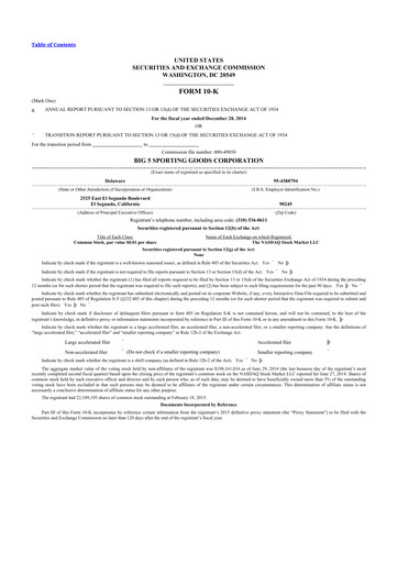 Thumbnail Big 5 Sporting Goods 10-K Annual Report 2014