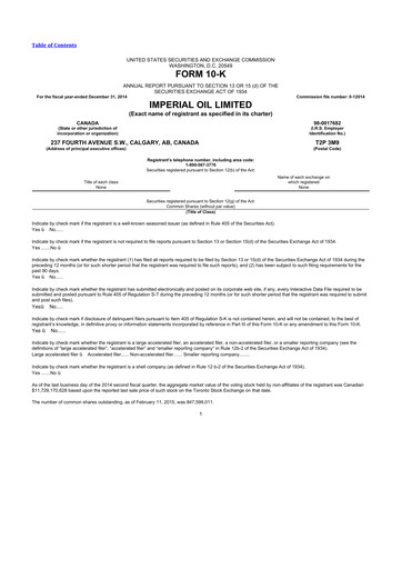 Thumbnail Imperial Oil
 10-K Annual Report 2014