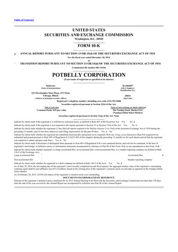 Thumbnail Potbelly Corporation 10-K Annual Report 2014