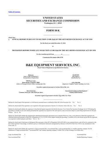 Thumbnail H&E Equipment Services 10-K Annual Report 2014