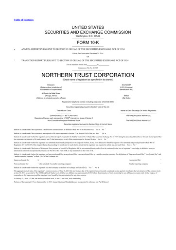 Thumbnail Northern Trust
 10-K Annual Report 2014