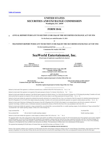 Thumbnail United Parks & Resorts 10-K Annual Report 2014