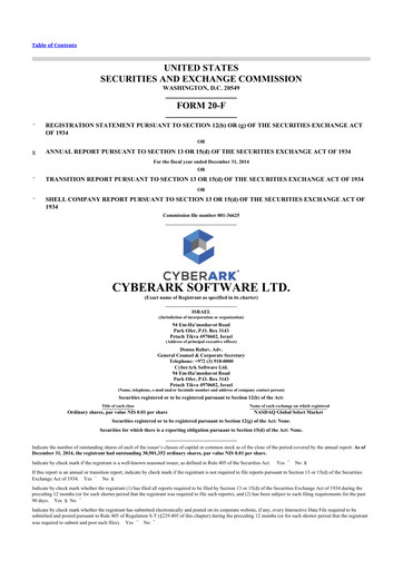 Thumbnail CyberArk Software 20-F Annual Report 