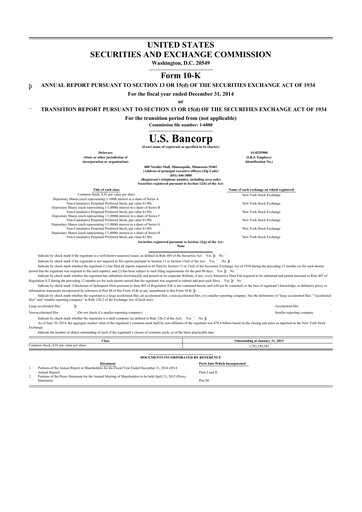 Thumbnail U.S. Bancorp 10-K Annual Report 2014