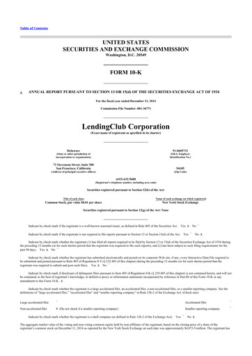 Thumbnail LendingClub
 10-K Annual Report 2014