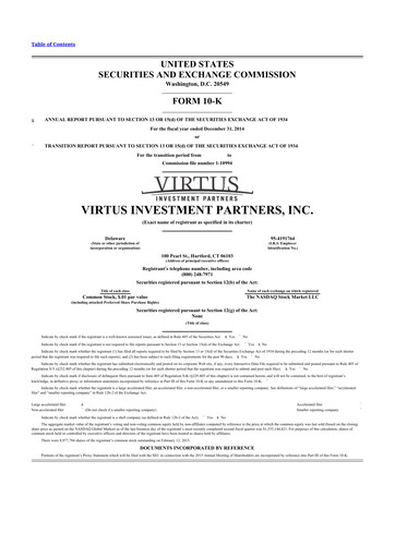 Thumbnail Virtus Investment Partners 10-K Annual Report 2014