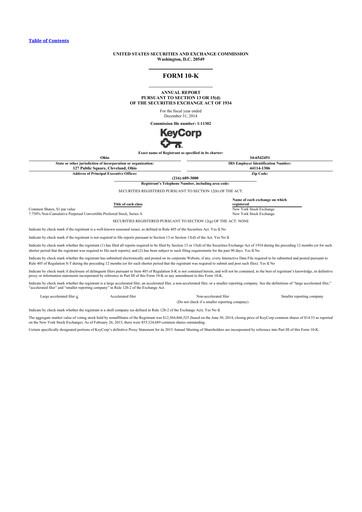 Thumbnail KeyCorp (KeyBank) 10-K Annual Report 2014