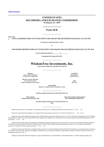 Thumbnail WisdomTree
 10-K Annual Report 2014