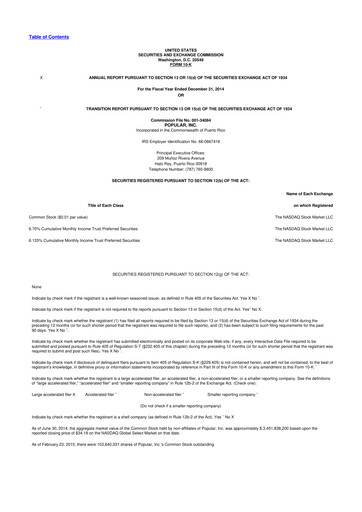 Thumbnail Popular, Inc. (Banco Popular de Puerto Rico) 10-K Annual Report 2014