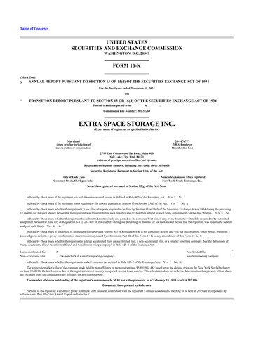 Thumbnail Extra Space Storage
 10-K Annual Report 2014