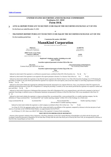 Thumbnail MannKind Corp 10-K Annual Report 2014