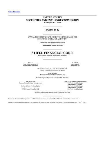 Thumbnail Stifel
 10-K Annual Report 2014