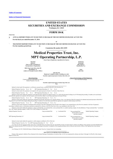 Thumbnail Medical Properties Trust
 10-K Annual Report 