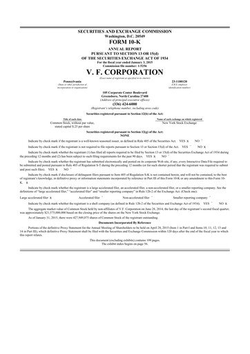 Thumbnail VF Corporation 10-K Annual Report 2014