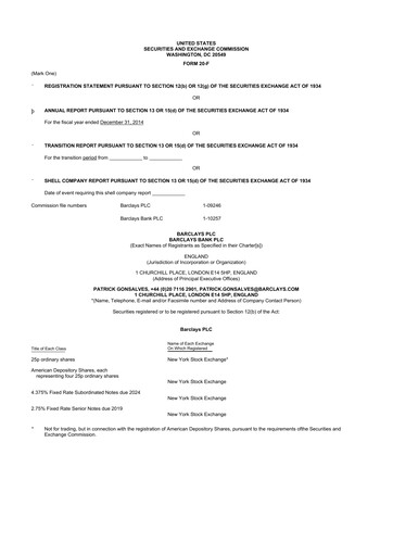 Vorschaubild Barclays 20-F Jahresbericht 