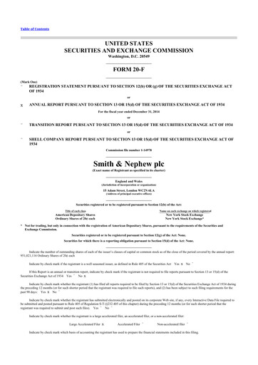 Thumbnail Smith & Nephew
 20-F Annual Report 