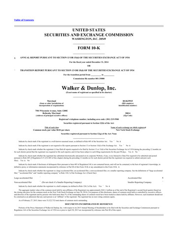 Thumbnail Walker & Dunlop

 10-K Annual Report 2014