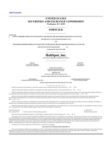 Thumbnail HubSpot 10-K Annual Report 2014