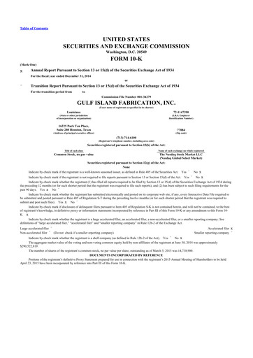 Thumbnail Gulf Island Fabrication
 10-K Annual Report 2014