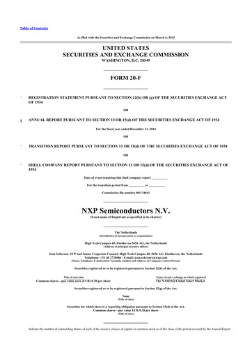 Thumbnail NXP Semiconductors 20-F Annual Report 2014