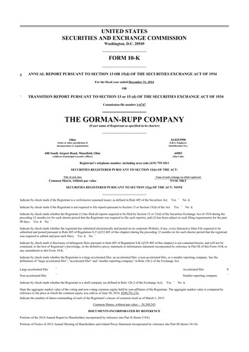 Thumbnail Gorman-Rupp 10-K Annual Report 2014