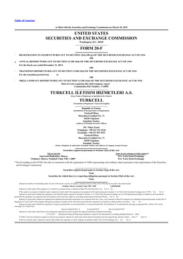 Thumbnail Turkcell 20-F Annual Report 