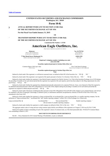 Thumbnail American Eagle Outfitters
 10-K Annual Report 2014