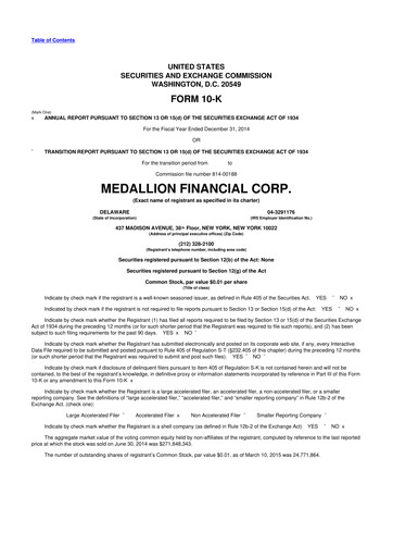Thumbnail Medallion Financial Corp. 10-K Annual Report 