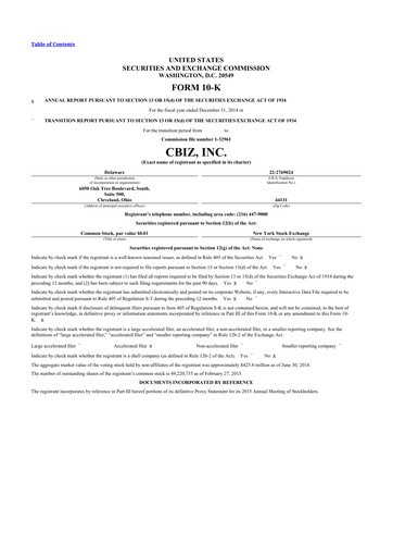 Thumbnail CBIZ 10-K Annual Report 2014