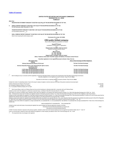 Thumbnail Cement Roadstone Holding
 20-F Annual Report 