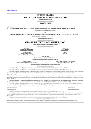 Thumbnail OraSure Technologies 10-K Annual Report 2014