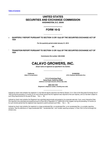 Thumbnail Calavo Growers
 10-Q Quarterly Report FY2015 