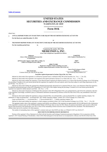 Thumbnail MediciNova 10-K Annual Report 2014