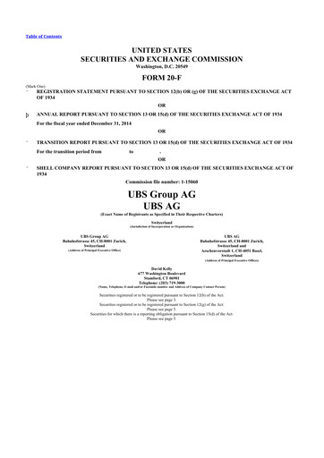 Thumbnail UBS 20-F Annual Report 