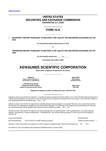 Thumbnail Kewaunee Scientific Corporation 10-Q Quarterly Report FY2015 