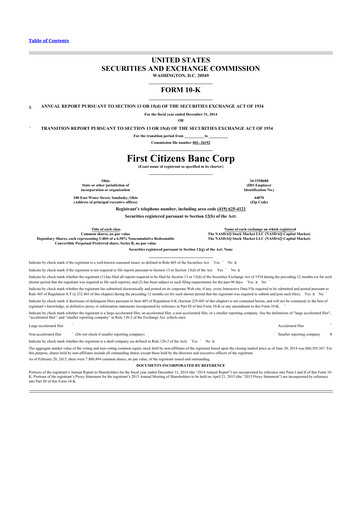 Thumbnail Civista Bancshares
 10-K Annual Report 2014