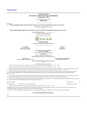 Thumbnail Gaia 10-K Annual Report 2014