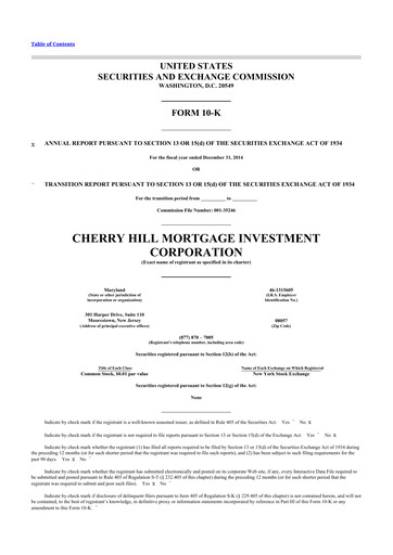Thumbnail Cherry Hill Mortgage Investment 10-K Annual Report 2014