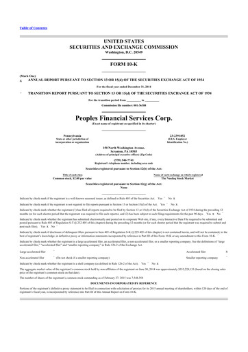 Thumbnail Peoples Financial Services 10-K Annual Report 2014