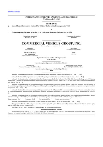 Thumbnail Commercial Vehicle Group (CVG) 10-K Annual Report 2014