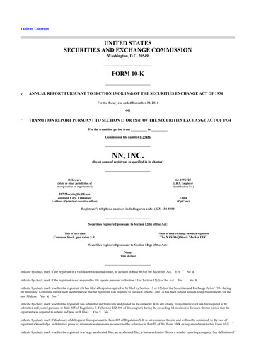 Thumbnail NN, Inc.
 10-K Annual Report 2014