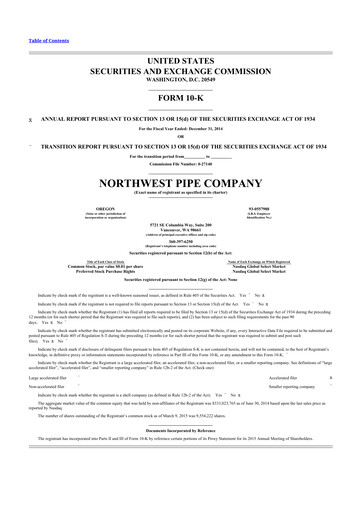 Thumbnail Northwest Pipe Company
 10-K Annual Report 2014