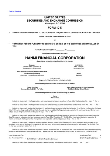 Vorschaubild Hanmi Financial 10-K Jahresbericht 2014